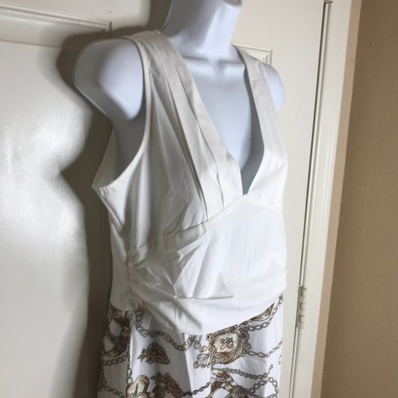 NWT Sheilay Women's Sleeveless V-Neckline Midi Dress Chain Print ~ Size XL - Picture 2 of 7